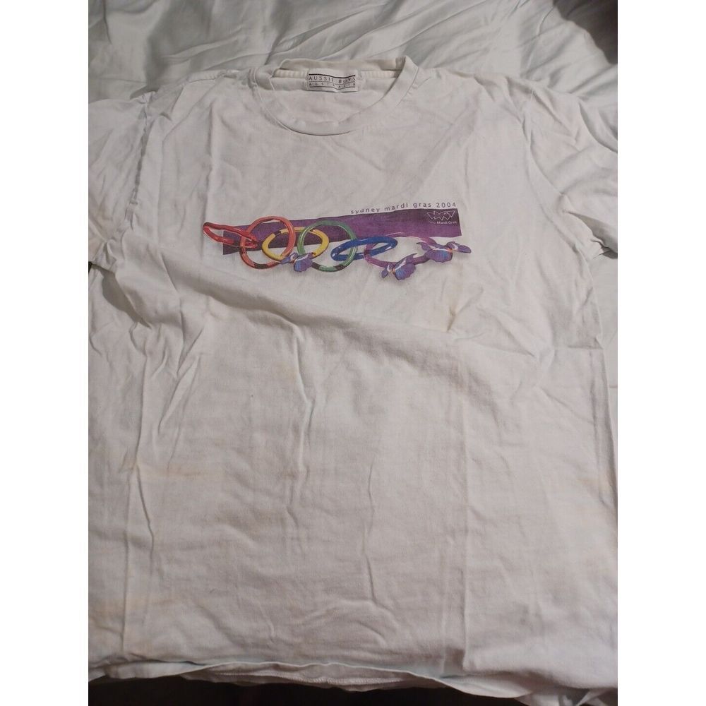 Vintage Sydney‎ Australia Mardi Gras Gay Pride 2004 Medium T Shirt Color Mint